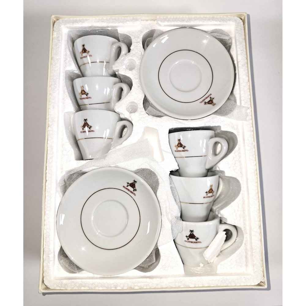 Vintage Montecristo 12 Piece Cup & Saucer Demitasse Set Gold Trim Set of 6